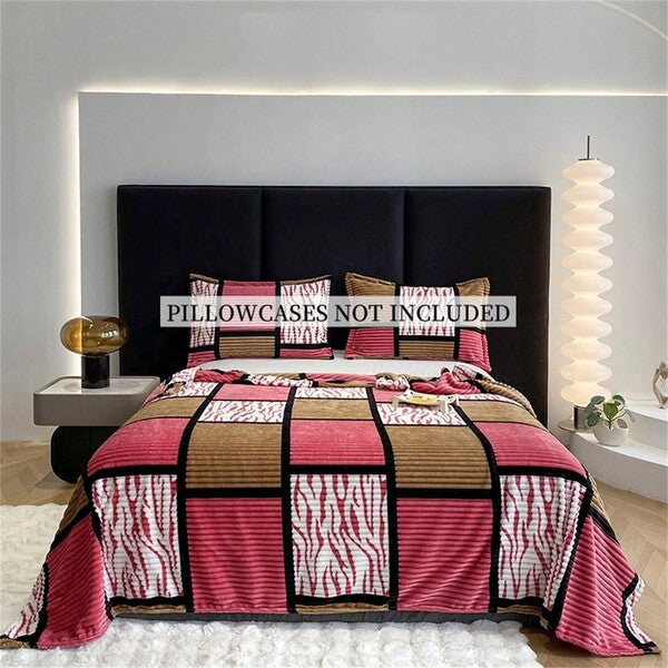 1pc Minimalist Striped Grid Patchwork Printed Blanket, Warm & Soft Used For Bed Or Sofa As A Throw Blanket Or Shawl Suitable For Living Room & Bedroom Home Decor